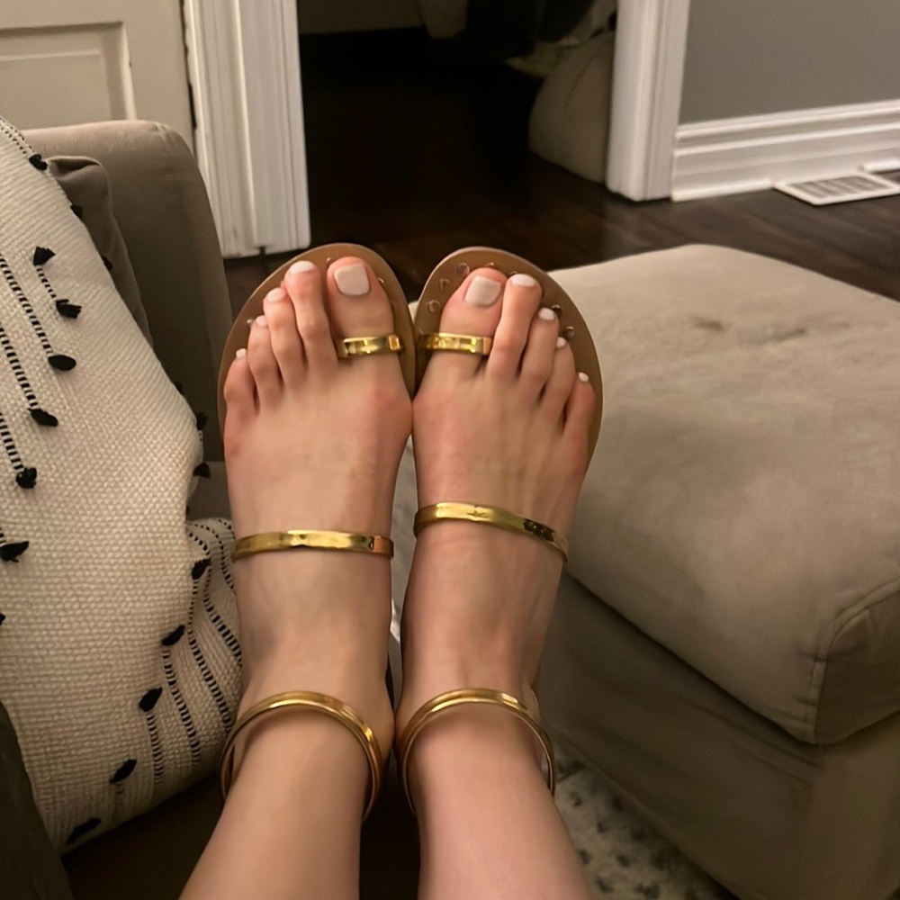 Lulus Gold Achilles Ankle Strap Sandal